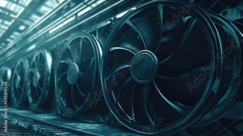 Background with Copy Space, Cooling Fans, Essential PC Component, Ventilation and Airflow, Generative AI Illustration

