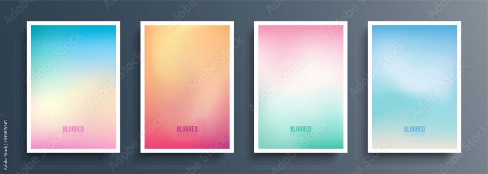 Summer colors blurred backgrounds with soft color gradient for Summertime season creative graphic design. Vector illustration.