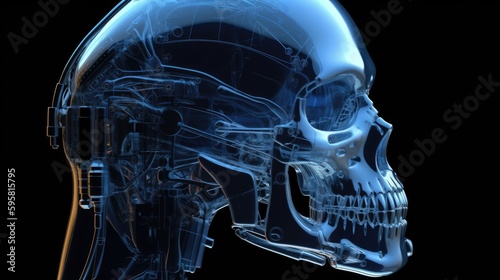 Identifying Cyborgs, X-Ray Imaging, Uncovering Hidden Robotics, Futuristic Sci-Fi Concept, Generative AI Illustration © John