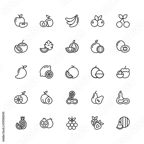 fruit vector icon set outline style. perfect use for presentation  website  application and more. simple modern icon set design line style