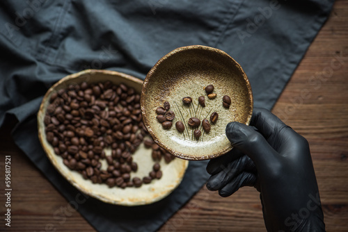 Fototapeta Naklejka Na Ścianę i Meble -  Sorting the coffee beans