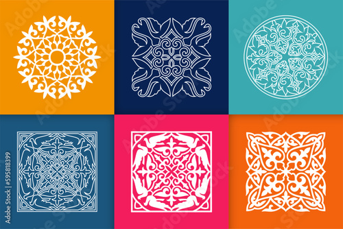 Mandalas. Vintage decorative elements. Six ethnic mandala patterns set Oriental pattern, vector illustration. Islam, Arabic, Indian, Turkish, Pakistan, Chinese, ottoman motif ethnic Mandala ornament
