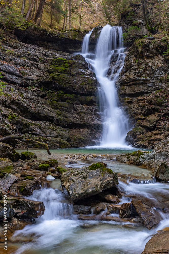 Long Exposure of ‘Jenbach’ Waterfall in ‘Jenbachtal’in Bavaria, Germany, Europe Long Exposure of ‘Jenbach’ Waterfall in ‘Jenbachtal’in Bavaria, Germany, Europe