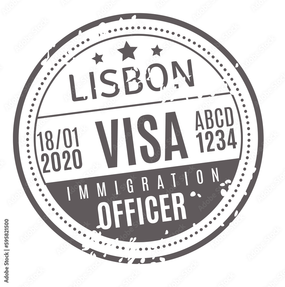 Lisbon travel visa. Round grunge passport stamp Lisbon travel visa. Round grunge passport stamp