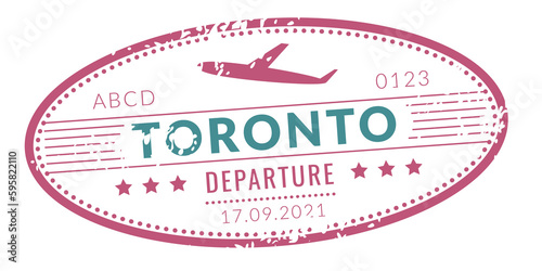 Photography Airport departure label. International travel passport stamp