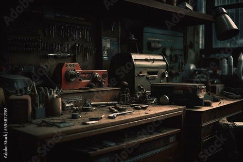 Vintage garage tools. Generative AI