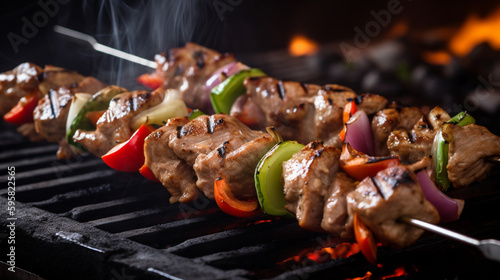 Adana kebab on grill, Generated AI