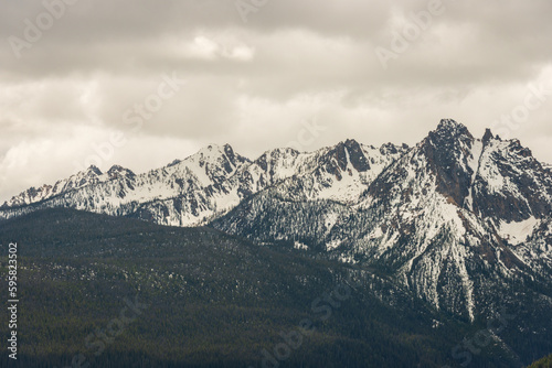 Snow Capped Mountains at The Sawtooth Mountains, Mountain range in Idaho