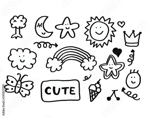 Cute Icon for kids   Doodle Handdrawn Cartoon   Funny Comic Character