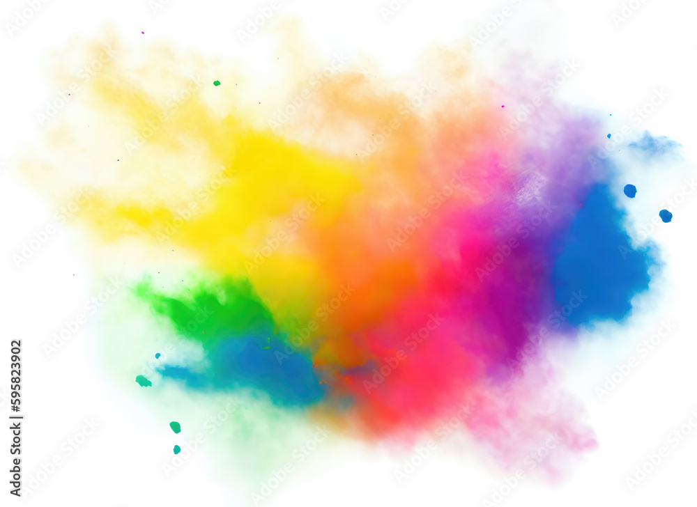 Colorful splash of bright paint, explosion of colored powder.