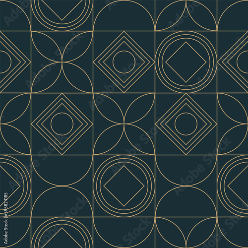 Art deco seamless pattern. Geometric background. Gold luxury vintage invitation wallpaper card design. Vector illustration