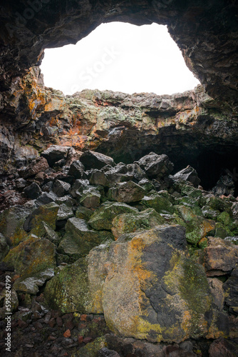 Inside Cave at Craters of the Moon National Monument and Preserve in Idaho
