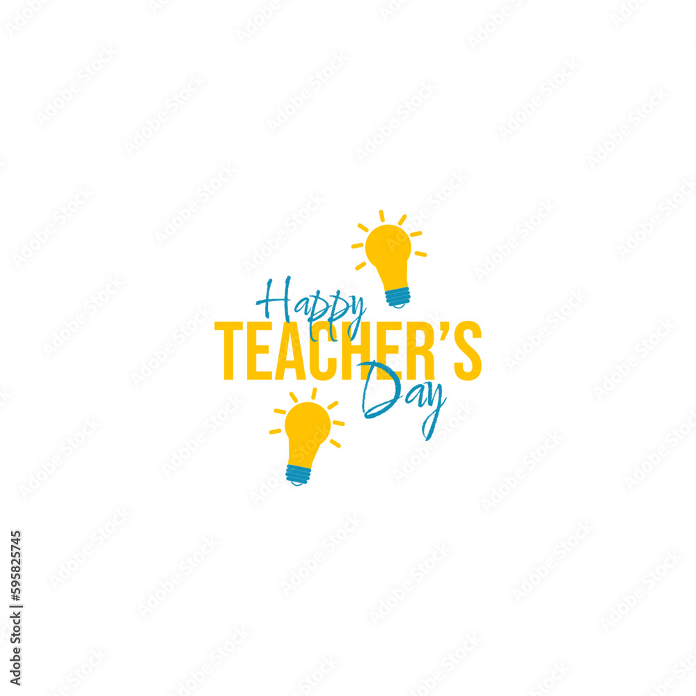 Happy Teacher's Day Greeting Card in Handwritten Style.