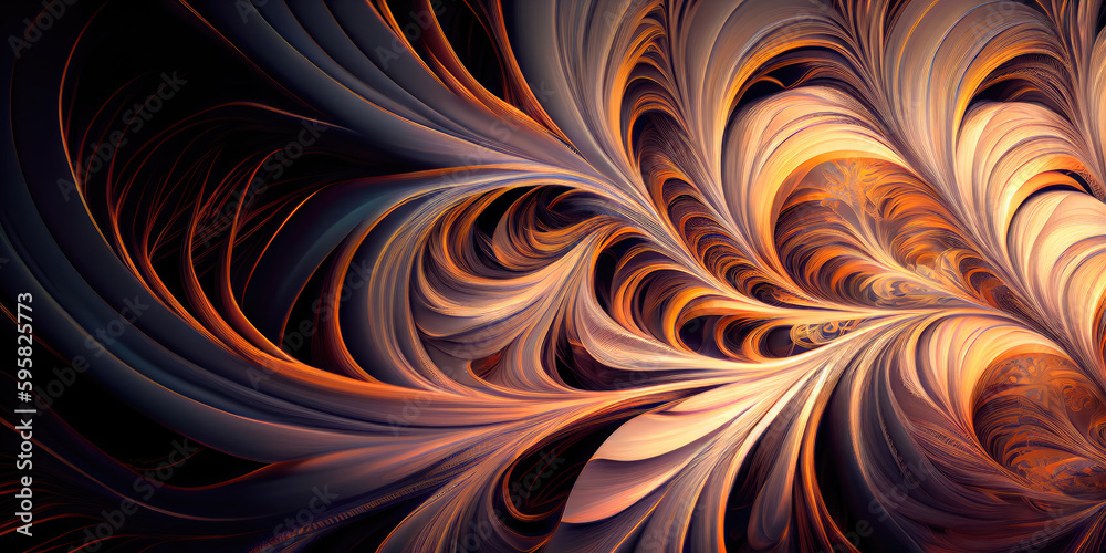 Mesmerizing interstellar fractal of hair in retro neon tones. Generative AI