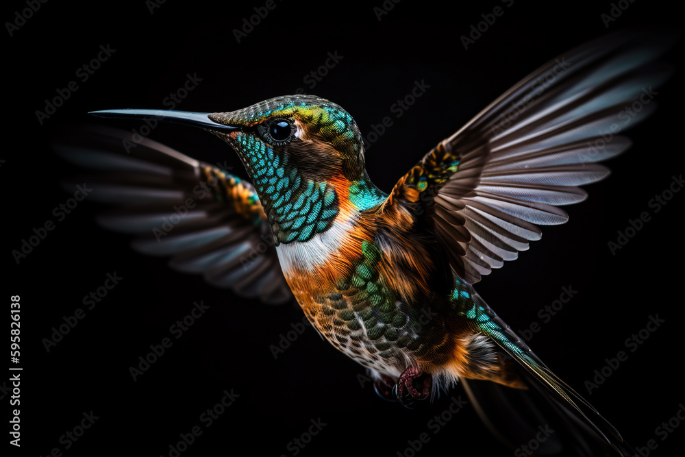 Hummingbird in flight. generative AI Hummingbird in flight. generative AI