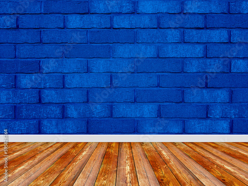 Interior background brick wall with floor.