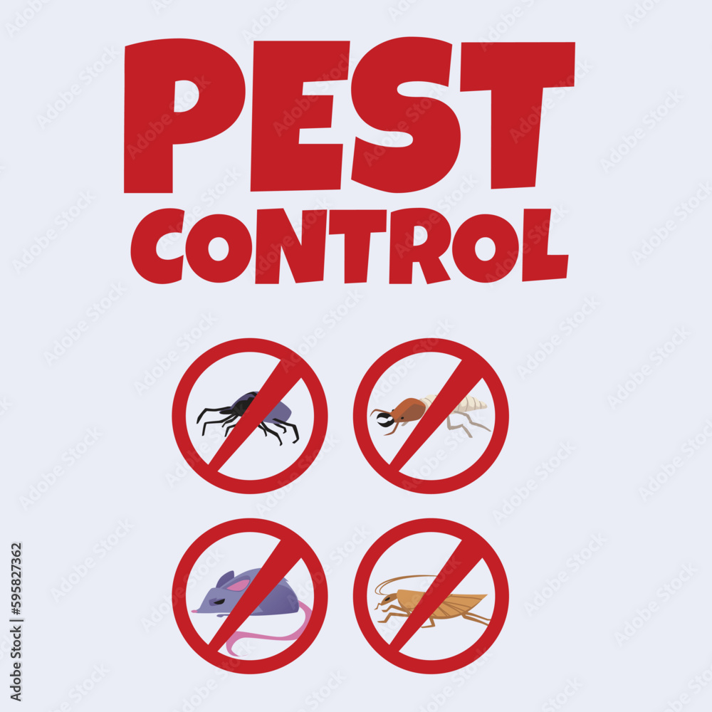 Pest control and stop insects icon collection, flat vector illustration isolated. Pest control and stop insects icon collection, flat vector illustration isolated.