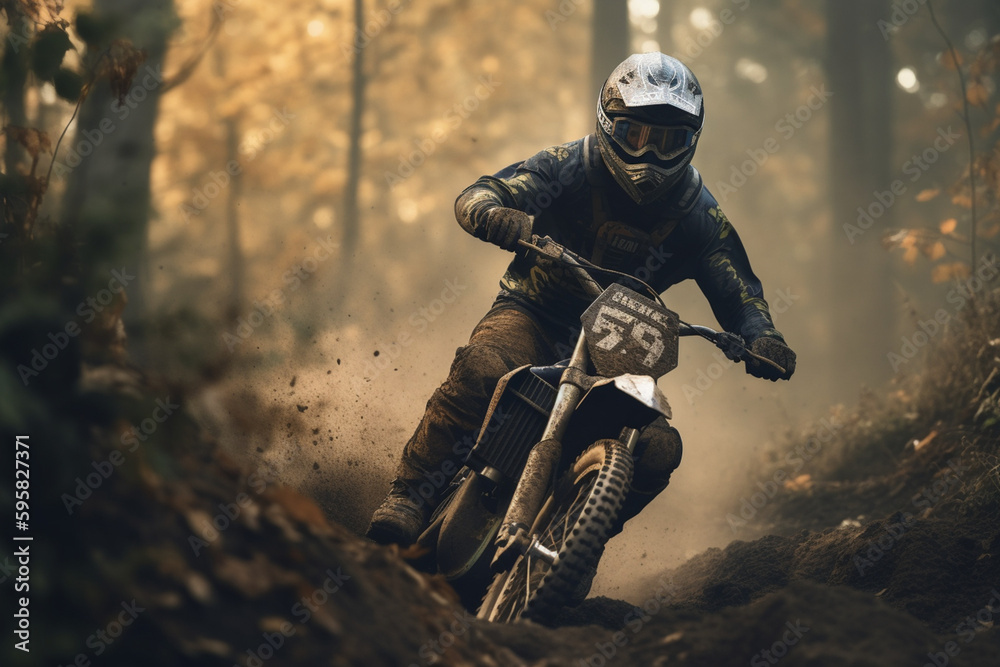 Naklejka premium Motorrad Downhill Race Dirty | Generative Ai