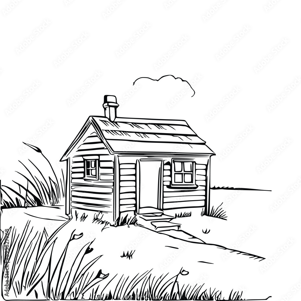 Animal house coloring book, Dog house coloring page, black and white