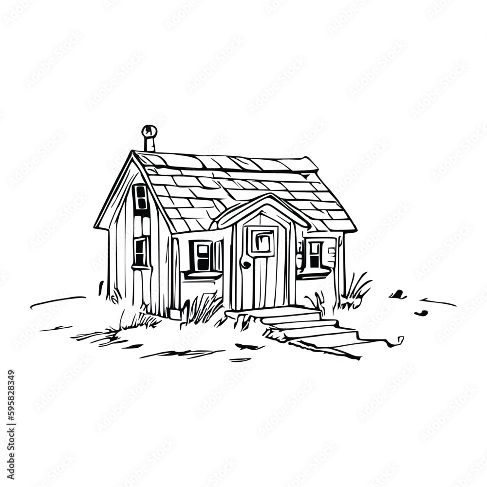 Animal house coloring book, Dog house coloring page, black and white