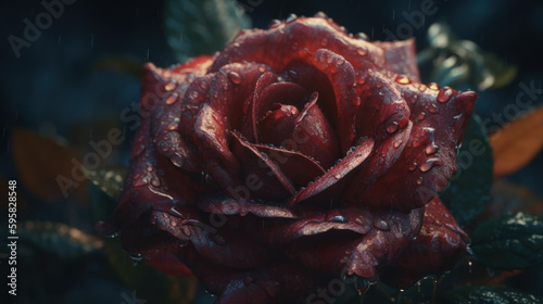 Rose in the rain created with generative AI technology © Neuroshock