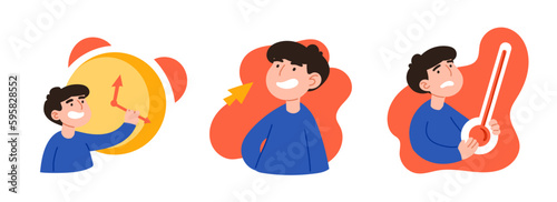 Well-being. Cartoon, color, the guy's well-being. Vector illustration