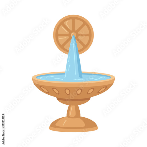 Obraz na plátne Fountain with water stream, isolated reservoir or pool with ornaments