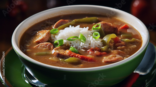 Louisiana Comfort Food traditional Gumbo, Generative AI