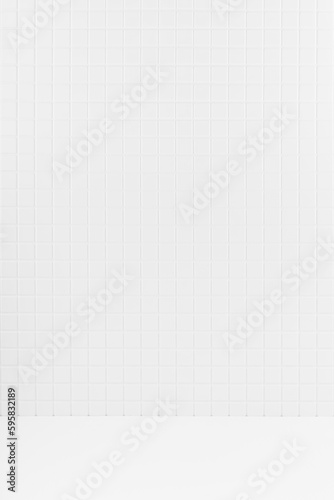 White soft light bright abstract stage mockup with ceramic square tile as wall for presentation cosmetic products  goods  design  vertical. Template of blanc abstract interior of bathroom  kitchen.