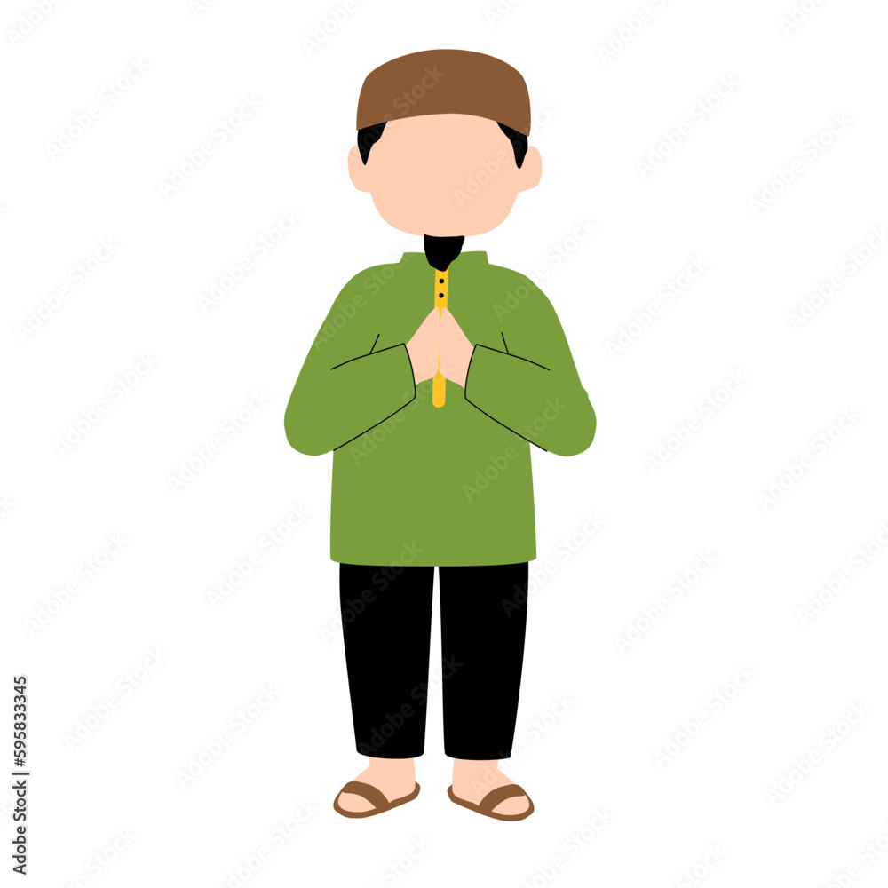 Muslim man standing greeting illustration Muslim man standing greeting illustration