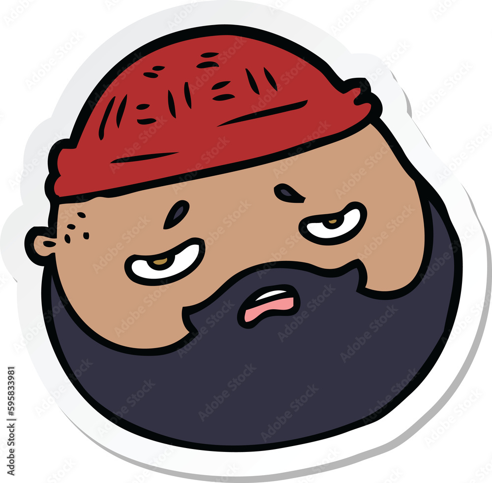 sticker of a cartoon male face with beard