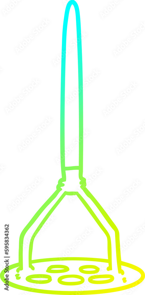 cold gradient line drawing of a cartoon potato masher cold gradient line drawing of a cartoon potato masher