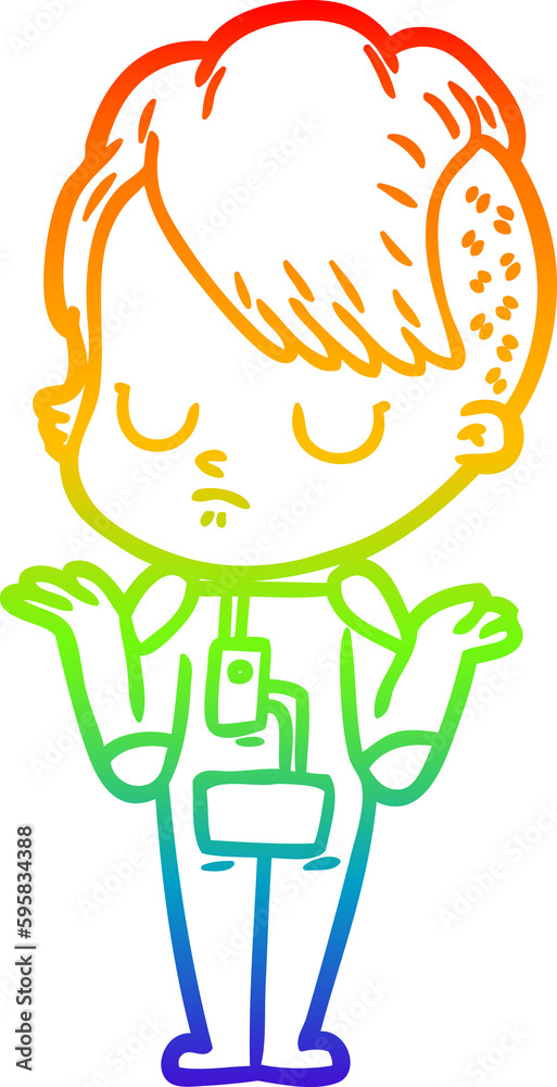 rainbow gradient line drawing of a cartoon woman rainbow gradient line drawing of a cartoon woman