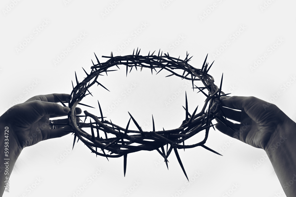 Details Hand holding crown of thorns