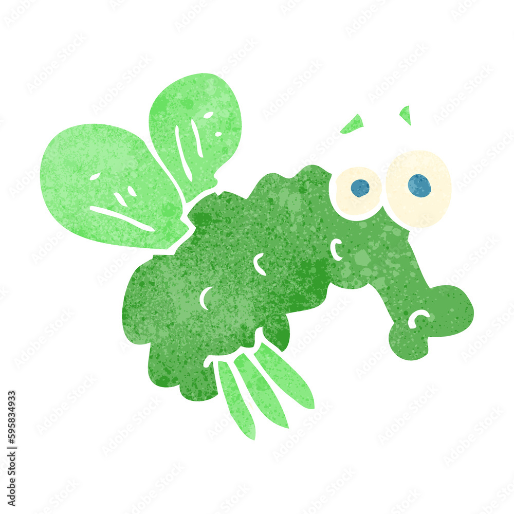 freehand retro cartoon fly freehand retro cartoon fly