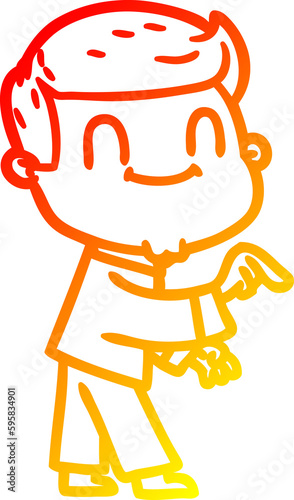 warm gradient line drawing of a cartoon friendly man