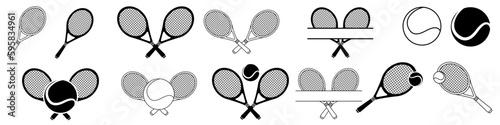 Tennis icon vector set. Tennis racquet illustration sign collection. Sport symbol or logo.