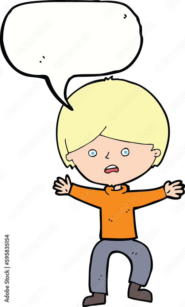 cartoon boy panicking with speech bubble cartoon boy panicking with speech bubble