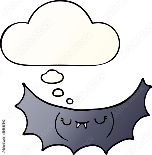 Fototapeta Naklejka Na Ścianę i Meble -  cartoon vampire bat with thought bubble in smooth gradient style