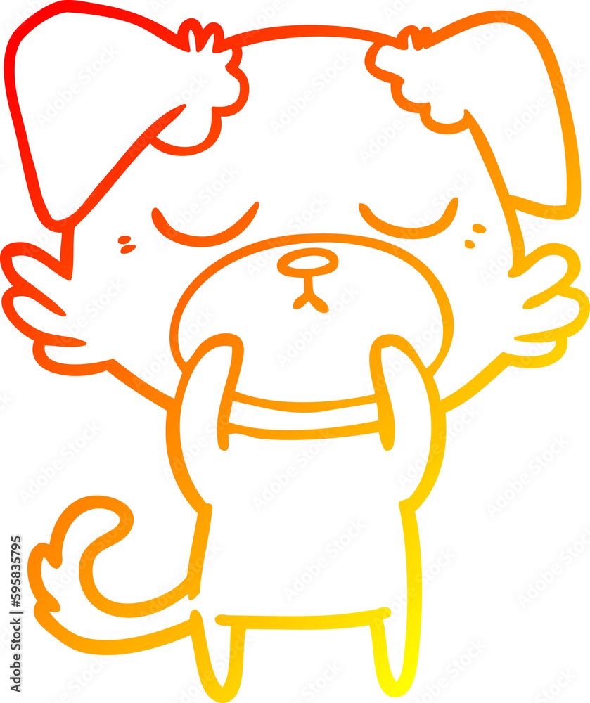 warm gradient line drawing of a cute cartoon dog warm gradient line drawing of a cute cartoon dog