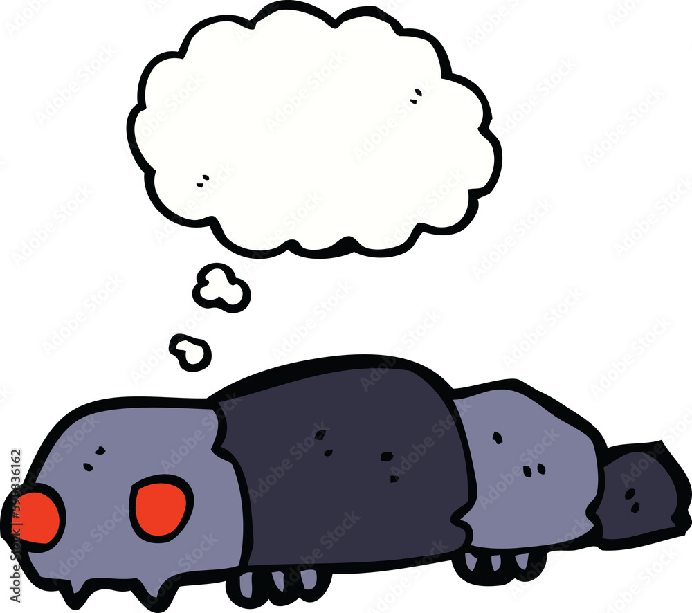 cartoon insect with thought bubble