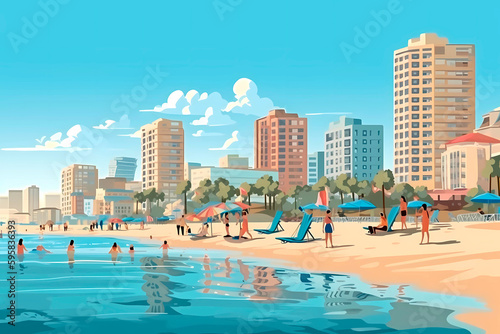 beach in the city, generative AI