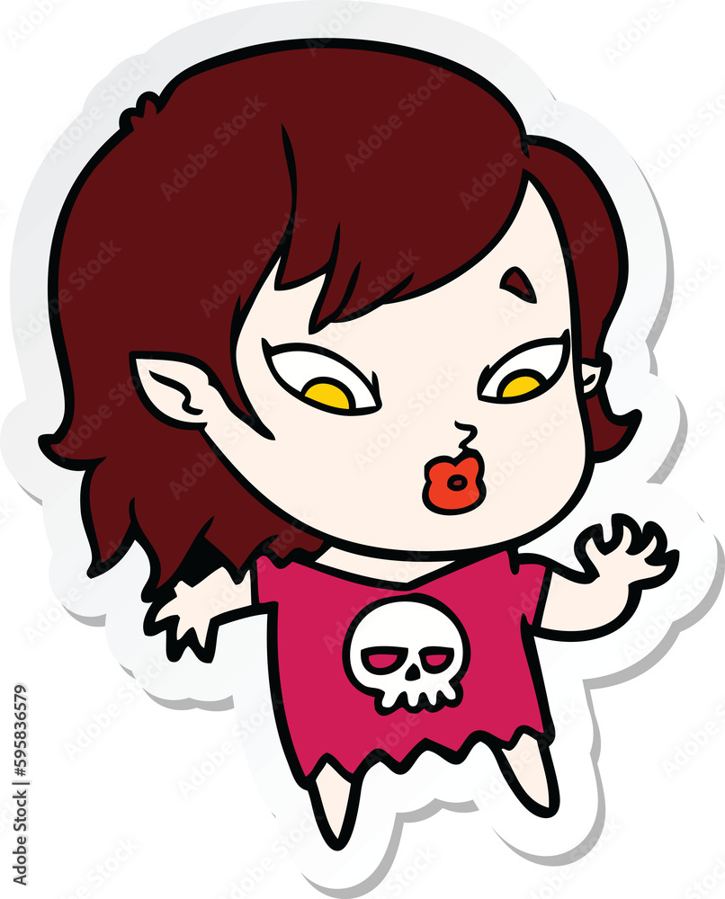 sticker of a cute cartoon vampire girl sticker of a cute cartoon vampire girl