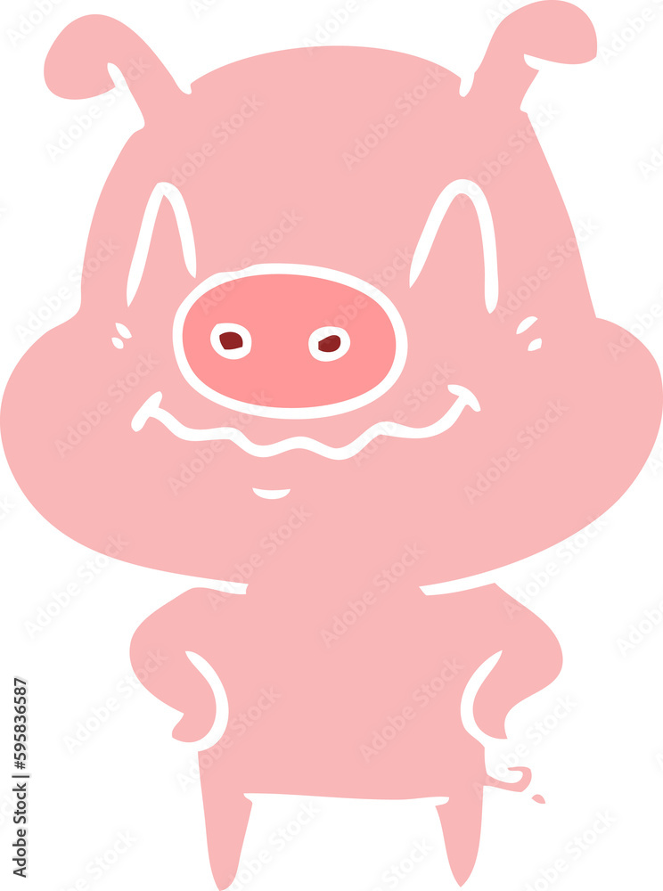 nervous flat color style cartoon pig nervous flat color style cartoon pig