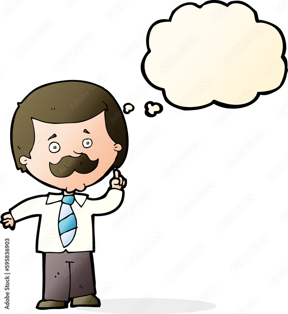 cartoon newsreader man with idea with thought bubble cartoon newsreader man with idea with thought bubble