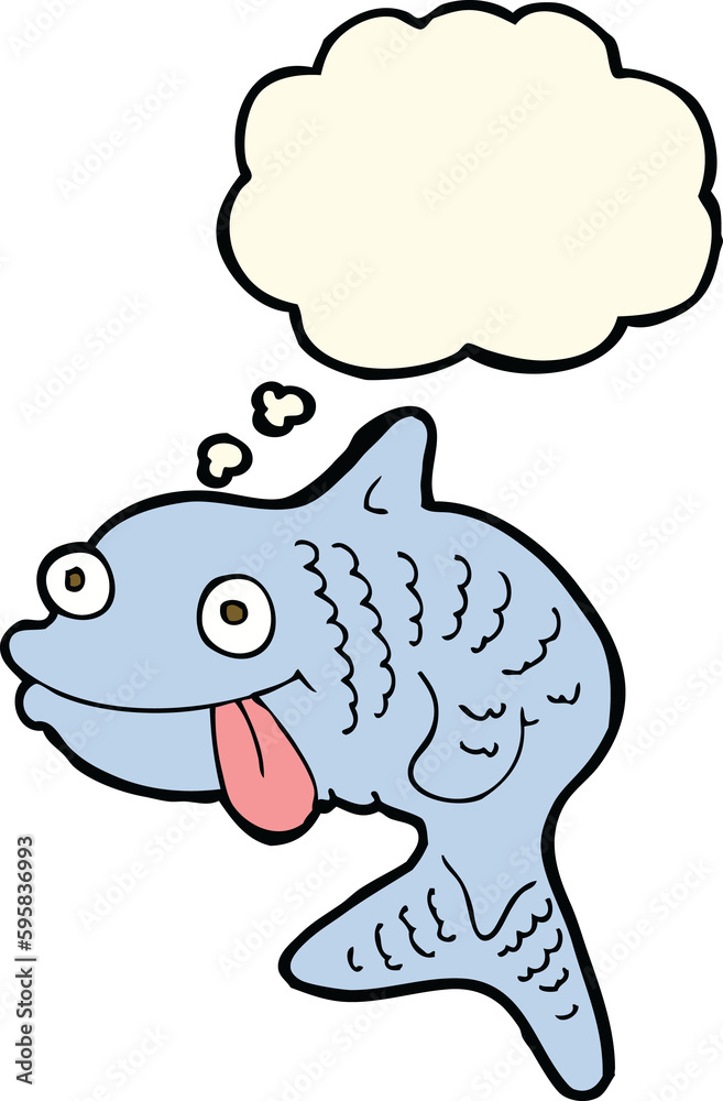 cartoon fish with thought bubble