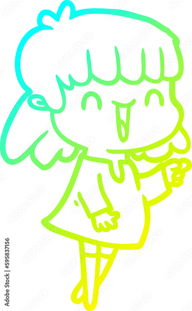 cold gradient line drawing of a cartoon woman cold gradient line drawing of a cartoon woman