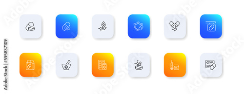 Medicines. Flat, color, medicines icons. Vector.