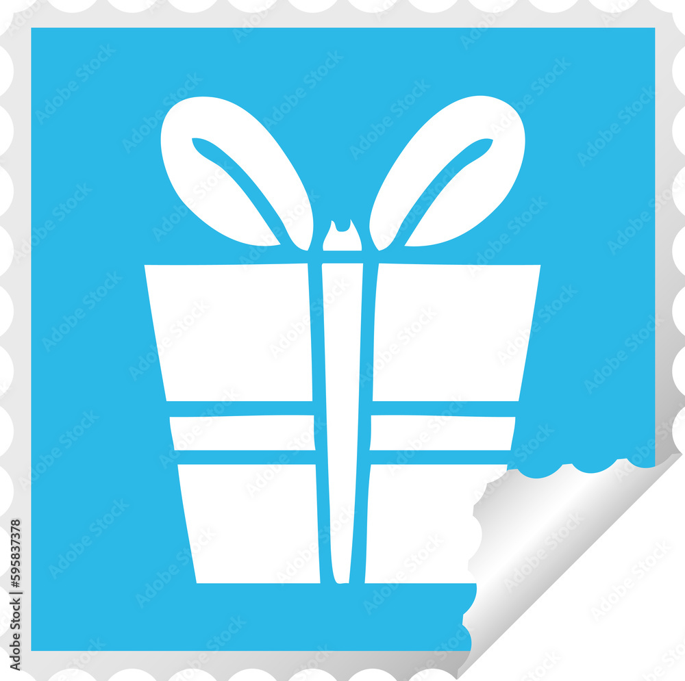 square peeling sticker quirky cartoon present square peeling sticker quirky cartoon present