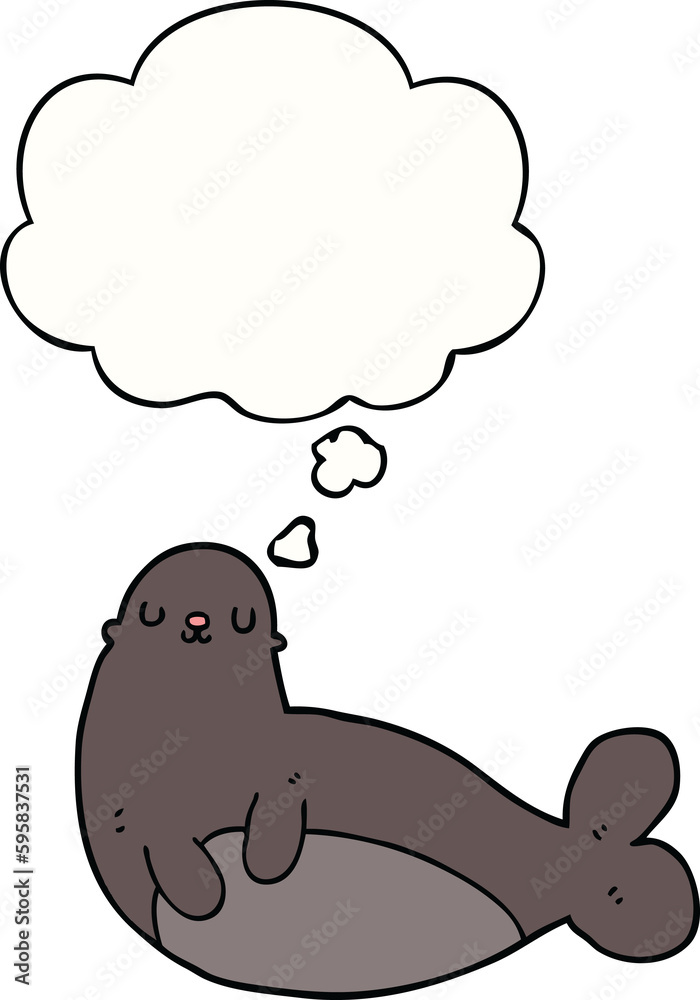 cartoon seal with thought bubble cartoon seal with thought bubble